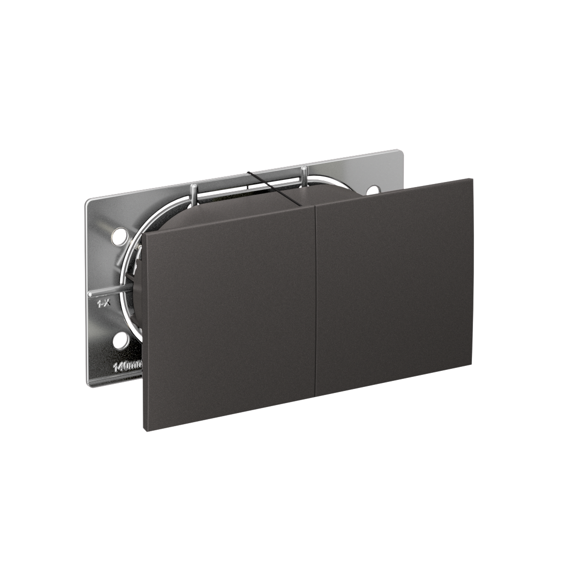 ATLASDESIGN РОЗЕТКА двойн. с заземл.со штор.со сдвиж. крышк, 16А, в сборе, БАЗАЛЬТ