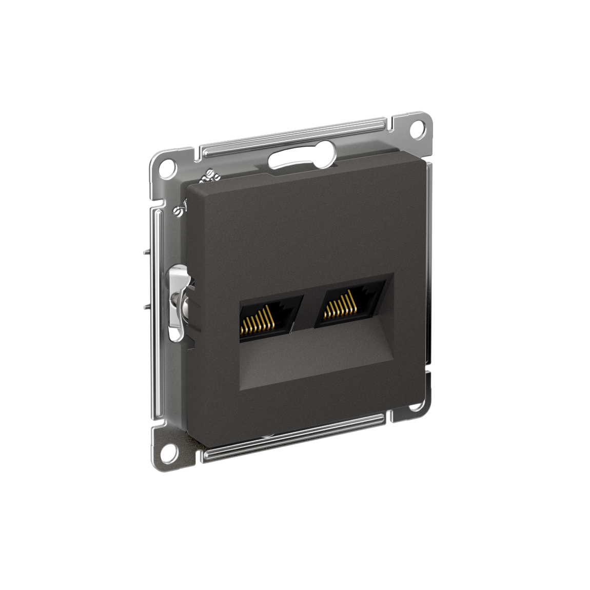 ATLASDESIGN РОЗЕТКА двойная компьютерная RJ45+RJ45, кат.5Е, механизм, БАЗАЛЬТ