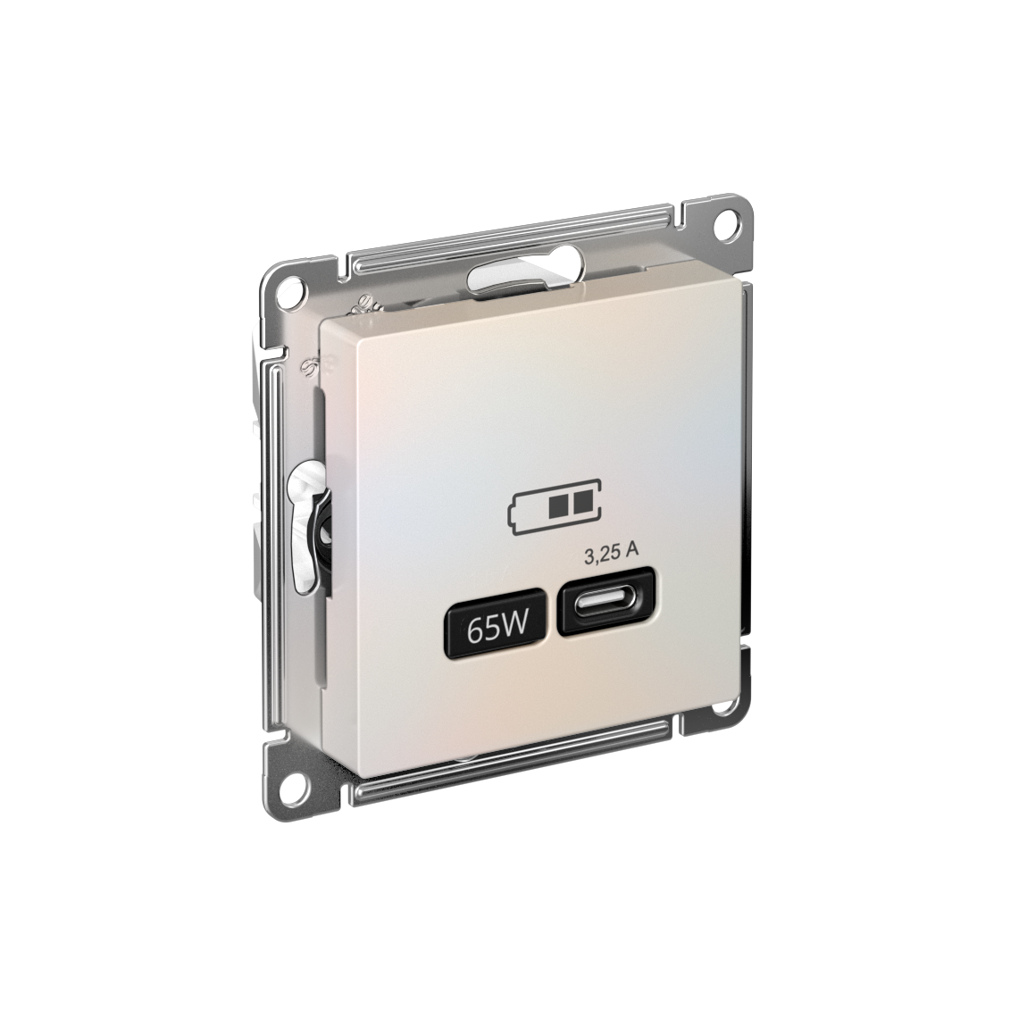 ATLASDESIGN USB РОЗЕТКА тип-C 65W высокоскор.заряд. QC, PD, механизм, ЖЕМЧУГ