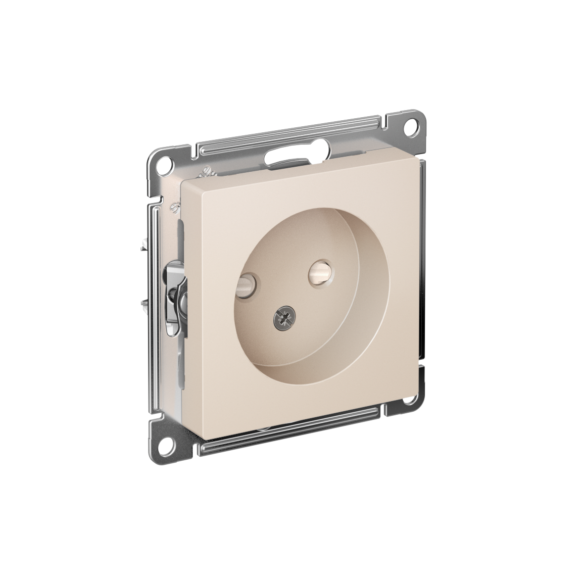 Розетка ATLASDESIGN без заземления со шторками 16А механизм бежевый