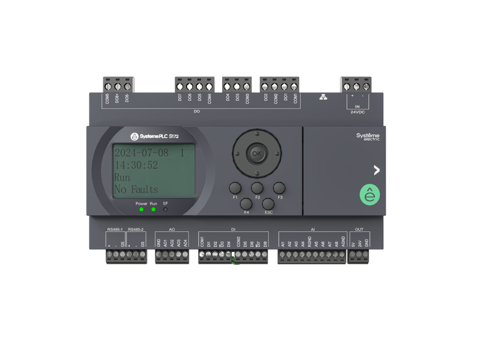Реле интеллектуальное SR2, 24 VDC, дисплей, до 7 модулей расширения, 28 IO: 16 дискретных входов, 12 дискретных выходов (реле, 3 A), 1xRS485, 1xRJ45, 1xUSB (Type C)