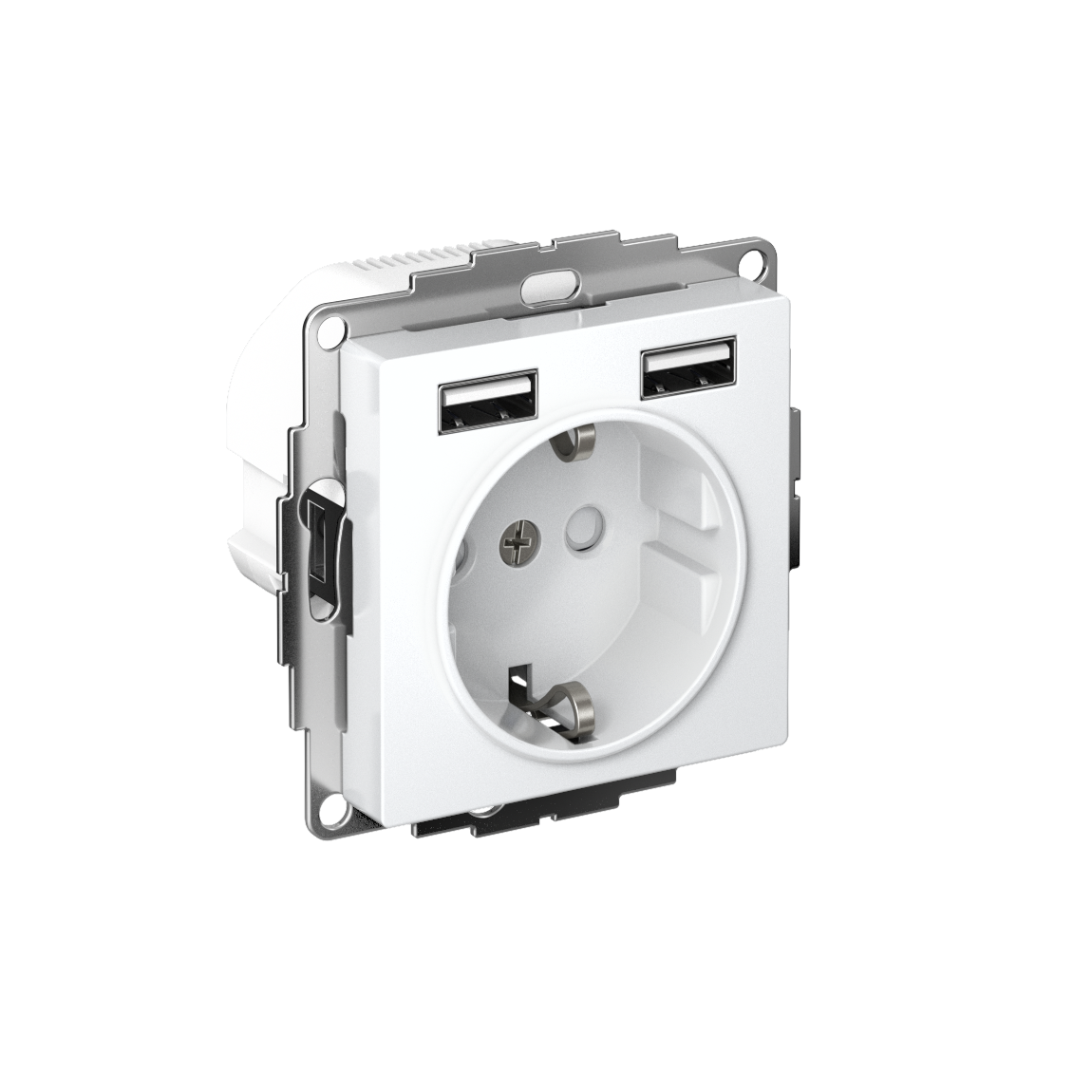 ATLASDESIGN РОЗЕТКА 16А с 2 USB A+A, 5В/2,4А, 2х5В/1,2А, механизм, БЕЛЫЙ