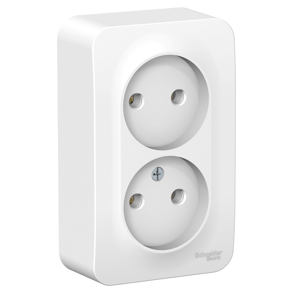 BLANCA  розетка наружная  двойная без зазем. без штор., монт.пл., 16А, 250В, белый, рос