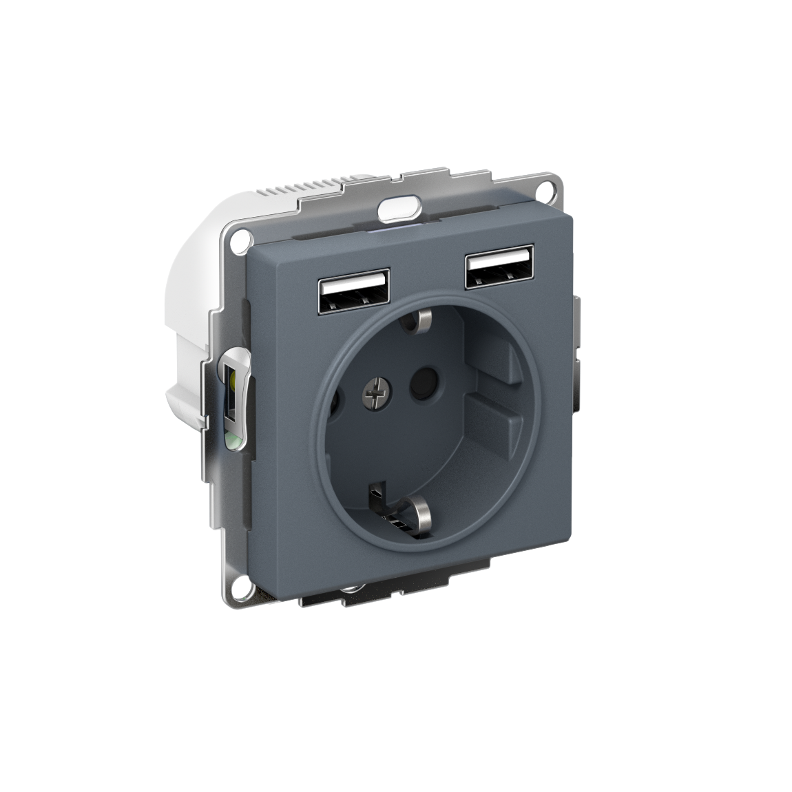 РОЗЕТКА ATLASDESIGN 16А c 2 USB A+A, 5В/2,4А, 2х5В/1,2А, механизм, ГРИФЕЛЬ