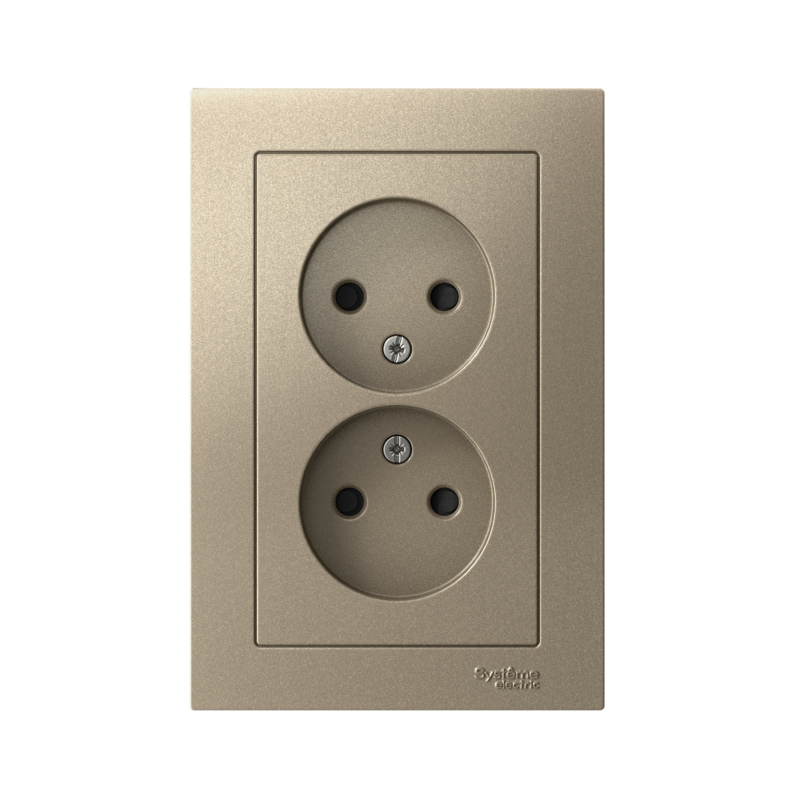 ATLASDESIGN розетка двойная без заземления со шторками, 16А, в сборе, шампань