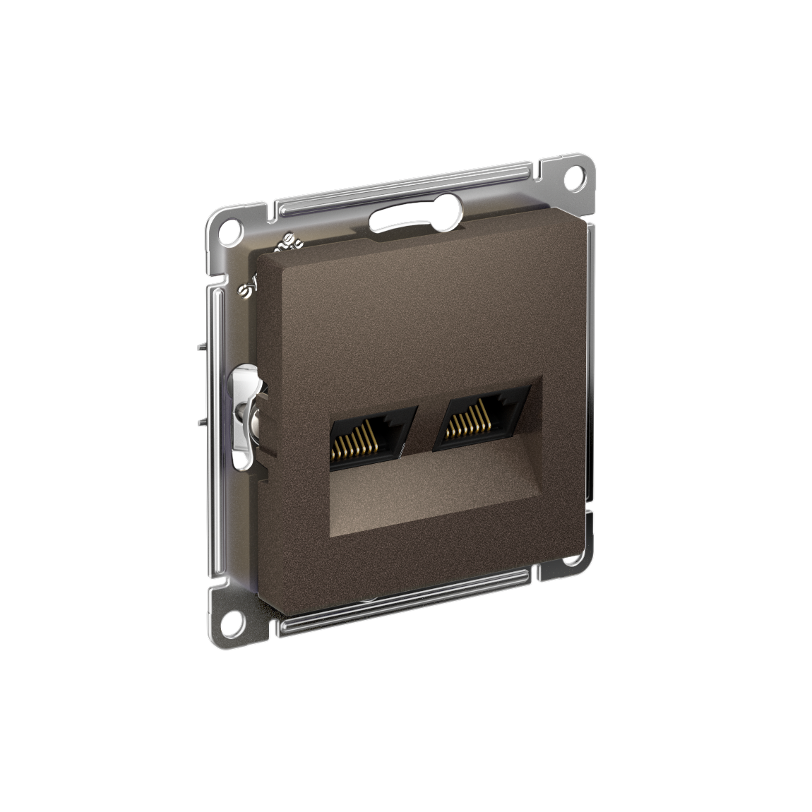 Розетка ATLASDESIGN двойная компьютерная RJ45+RJ45 категория 5E механизм мокко