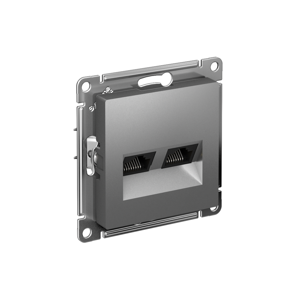 Розетка ATLASDESIGN двойная компьютерная RJ45+RJ45 категория 5E механизм сталь