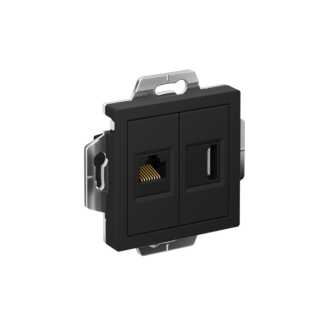 ATLASDESIGN РОЗЕТКА двойная HDMI+RJ45, кат.5Е, механизм, КАРБОН