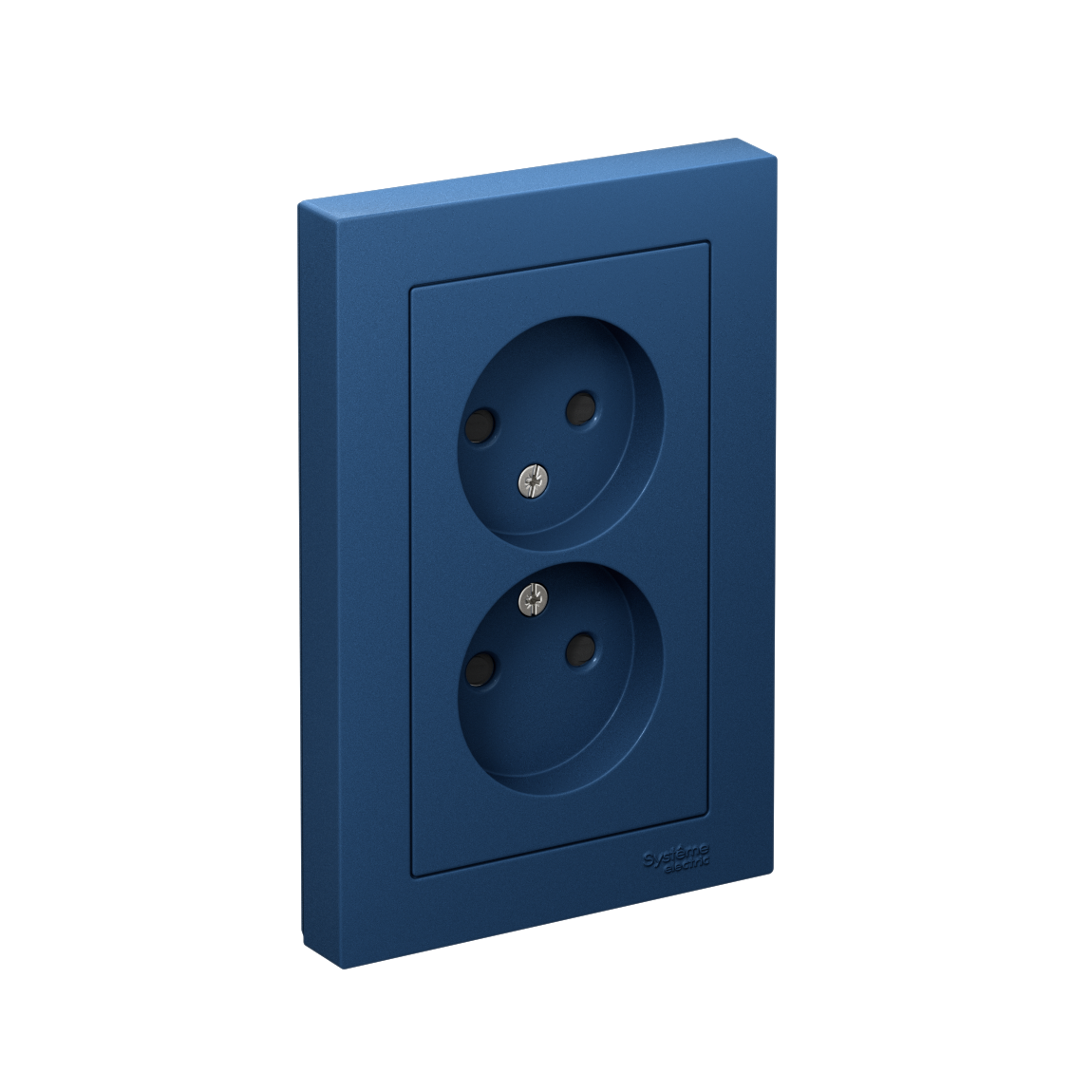 ATLASDESIGN РОЗЕТКА двойная без заземления со шторками,16А, в сборе, АКВАМАРИН
