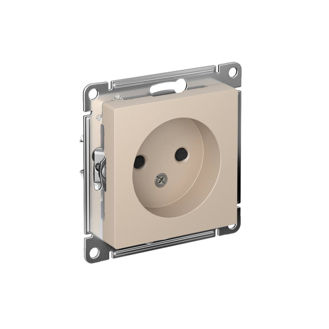 ATLASDESIGN РОЗЕТКА без заземления со шторками, 16А, механизм, ПЕСОЧНЫЙ
