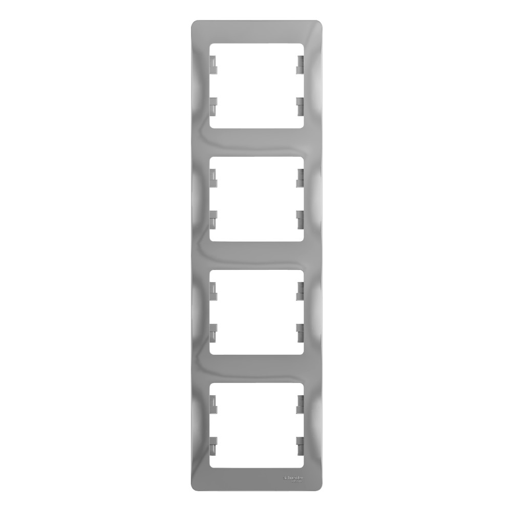 GLOSSA Рамка 4 поста вертикальная алюминий