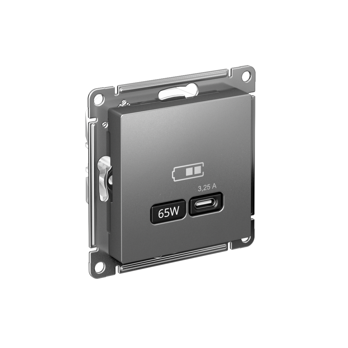 ATLASDESIGN USB РОЗЕТКА тип-C 65W высокоскор.заряд. QC, PD, механизм, СТАЛЬ