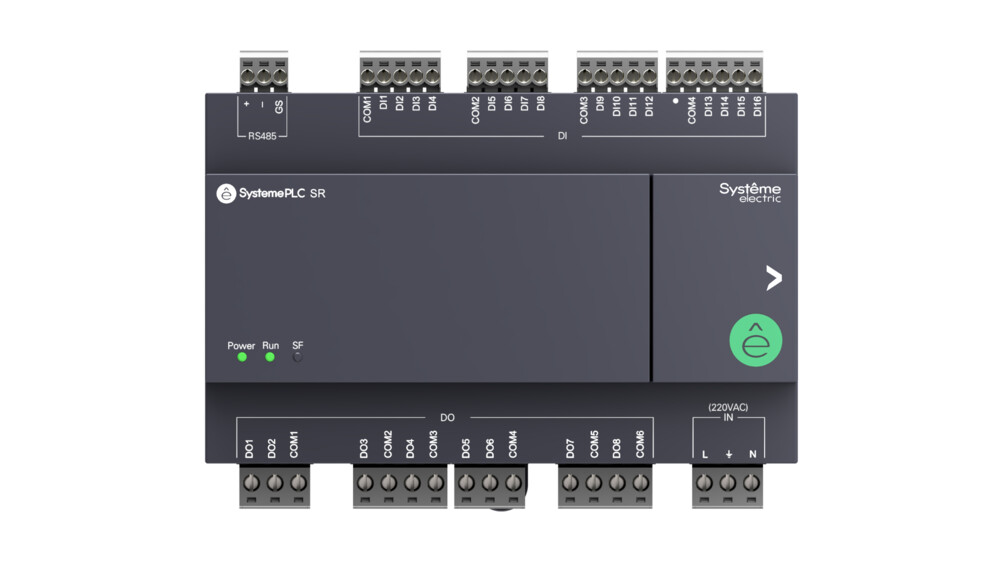 Реле интеллектуальное SR1, 220 VAC, без дисплея, без возможности расширения, 24 IO: 16 дискретных входов, 8 дискретных выходов (реле, 3 A), 1xRS485, 1xUSB (Type C)