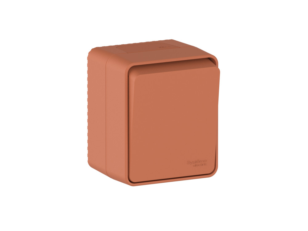 AtlasDesign PROFI IP54 О/У 1-клавишный ВЫКЛЮЧАТЕЛЬ с самовозвратом 10 АХ, ТЕРРАКОТОВЫЙ