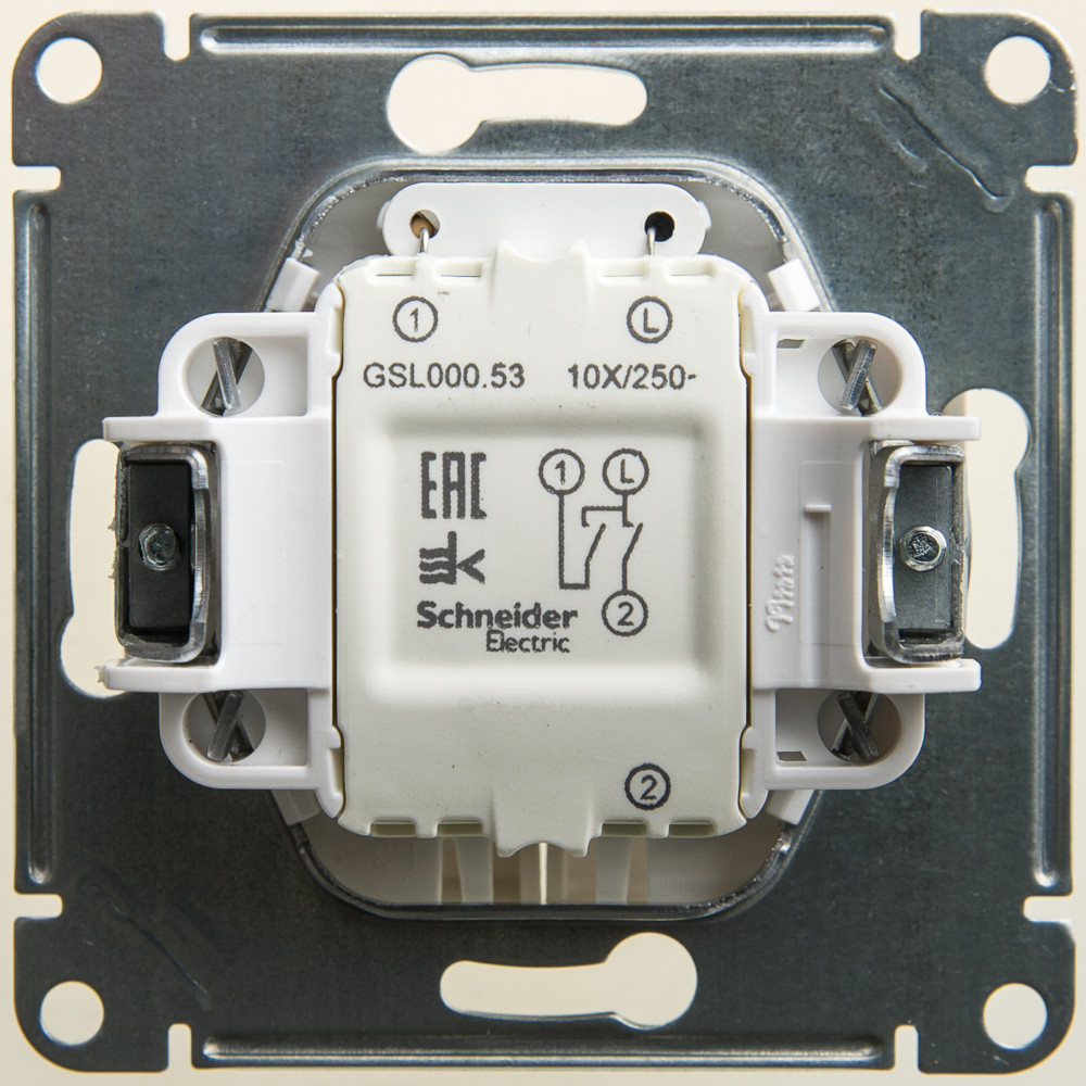 GLOSSA Выключатель двухклавишный с подсветкой схема 5а перламутр в рамку GSL000653 Systeme Electric - превью 4