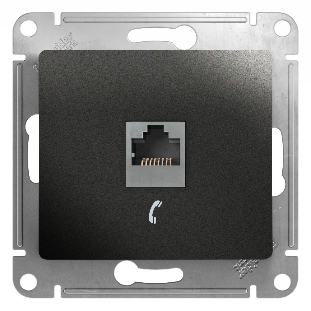 GLOSSA Розетка телефонная RJ11 антрацит в рамку