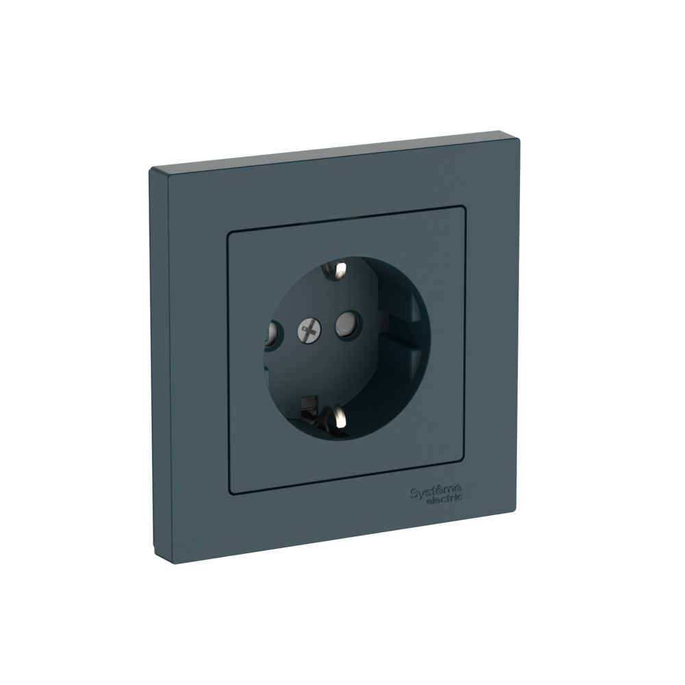 ATLASDESIGN РОЗЕТКА с заземлением со шторками, 16А, в сборе, быстрозажимные клеммы, ИЗУМРУД