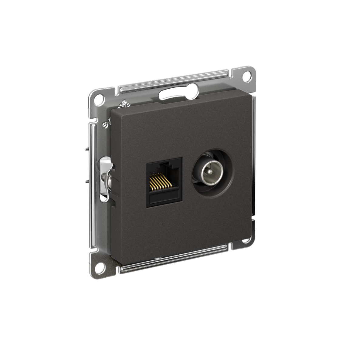 ATLASDESIGN РОЗЕТКА двойная ТВ + компьютерная RJ45, кат. 5Е, БАЗАЛЬТ