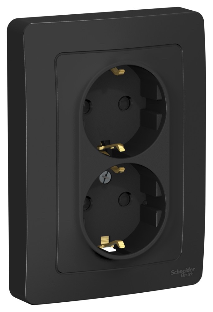 BLANCA скрытой установки розетка двойная с заземлением со шторками, 16А, 250В, антрацит