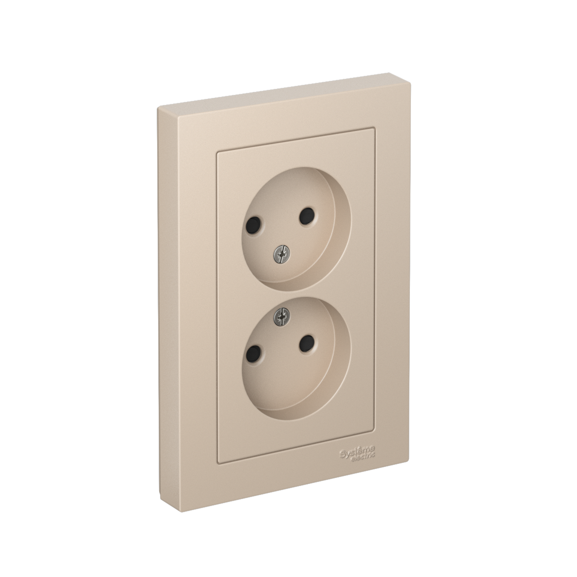 ATLASDESIGN РОЗЕТКА двойная без заземления со шторками,16А, в сборе, ПЕСОЧНЫЙ
