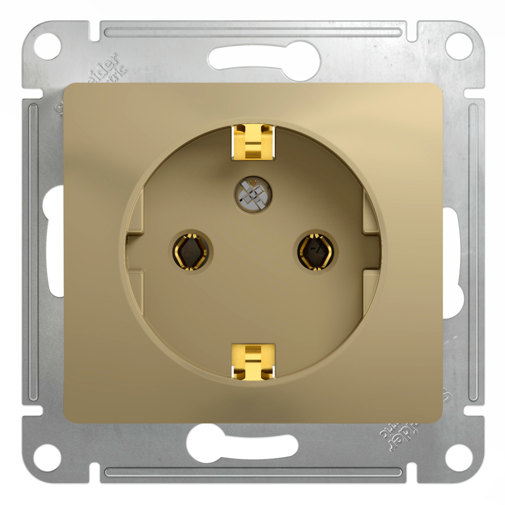 GLOSSA Розетка с заземлением в рамку титан