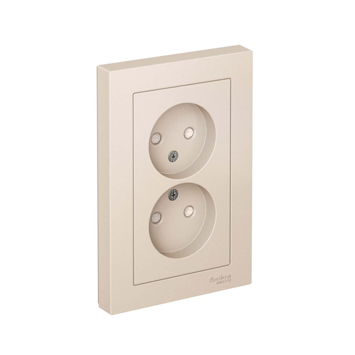 Розетка ATLASDESIGN двойная без заземления со шторками 16А в сборе бежевый
