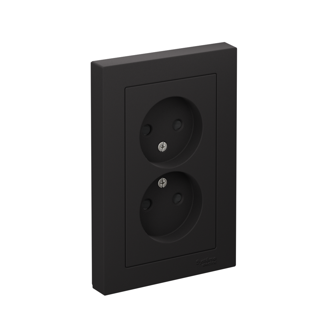 Розетка ATLASDESIGN двойная без заземления со шторками 16А в сборе карбон