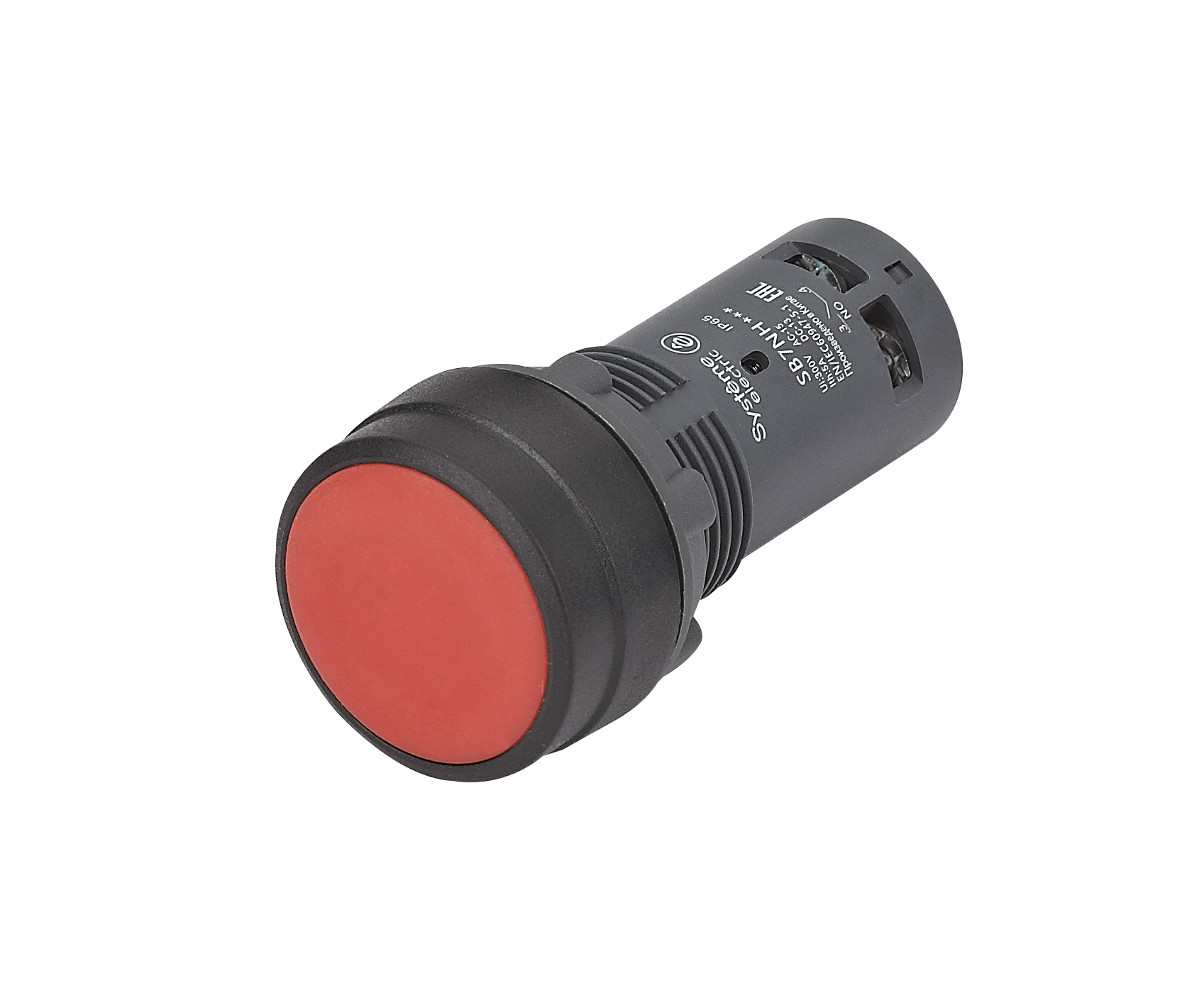 Кнопка моноблочная 22мм красная с фиксацией, пластик, 1НЗ, IP65 SB7