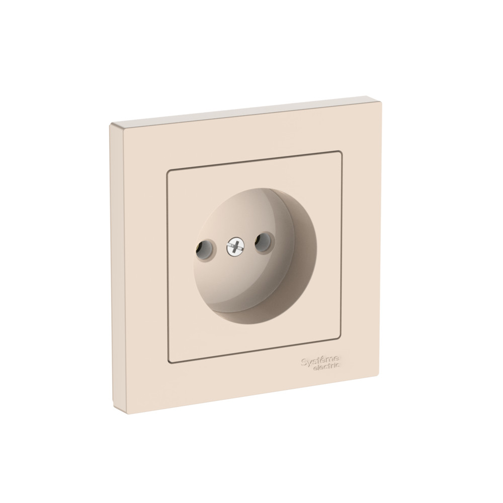 ATLASDESIGN РОЗЕТКА без заземления, 16А, в сборе, быстрозажимные клеммы, БЕЖЕВЫЙ