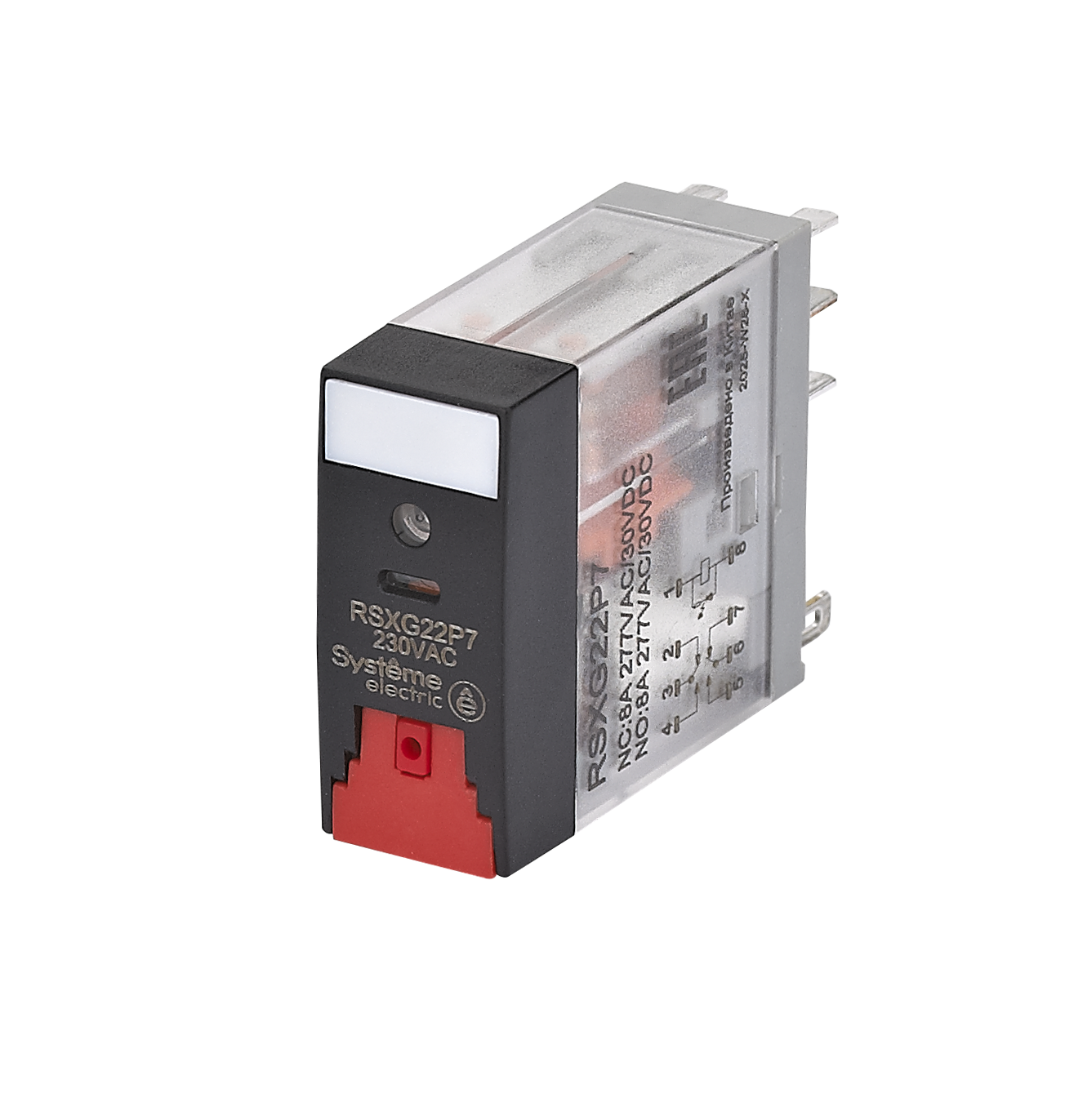 Реле промежуточное 8A 2CO 230VAC тест кнопка LED