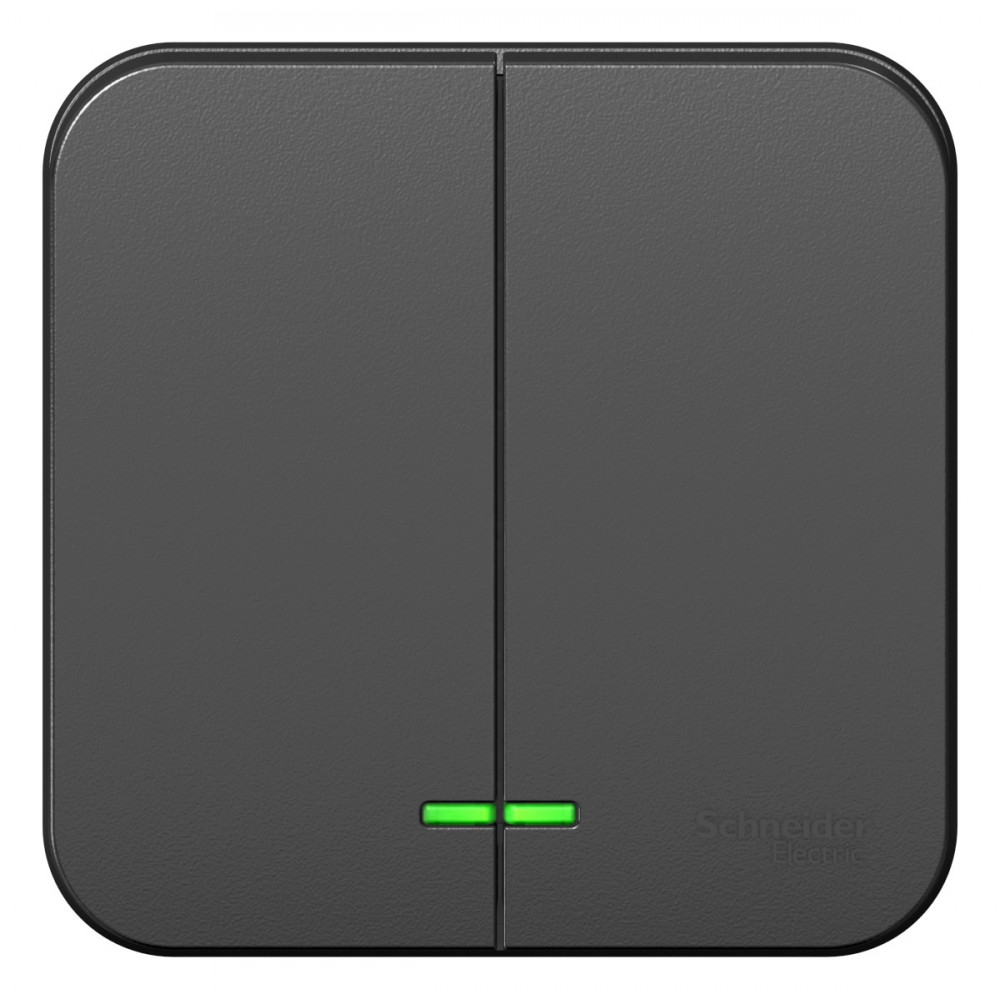 Выключатель BLANCA двухклавишный наружный (схема 5) с подсветкой и изоляционной пластиной 10а 250b антрацит