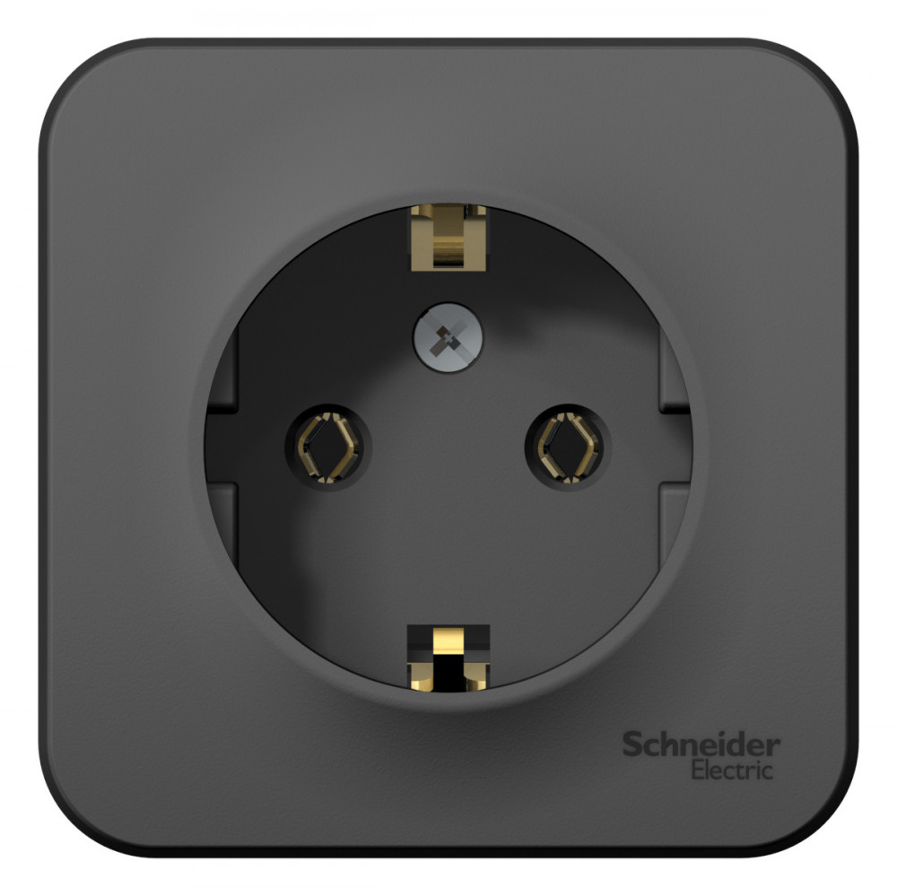 BLANCA  розетка наружная  с заземлением без шторок, 16А, 250В, антрацит