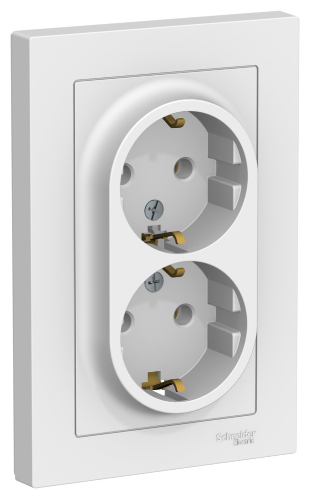 ATLASDESIGN РОЗЕТКА двойная с заземлением, 16А, в сборе, ЛОТОС