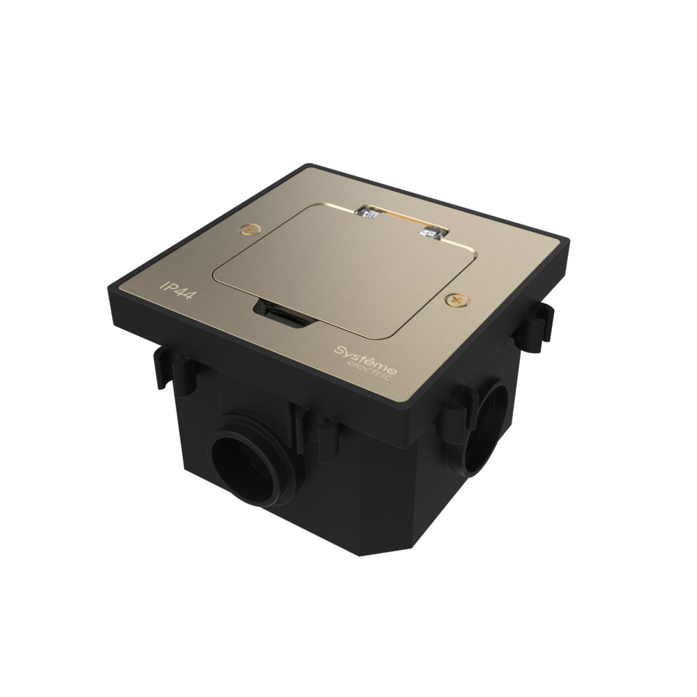 Лючок MultiDeS на 2 модуля IP44 с монтажной коробкой для бетонных полов НИКЕЛЬ тип MDK20