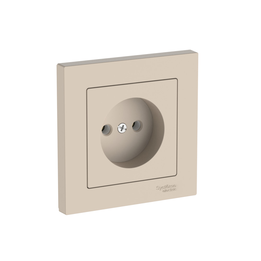 ATLASDESIGN РОЗЕТКА без заземления, 16А, в сборе, быстрозажимные клеммы, ПЕСОЧНЫЙ