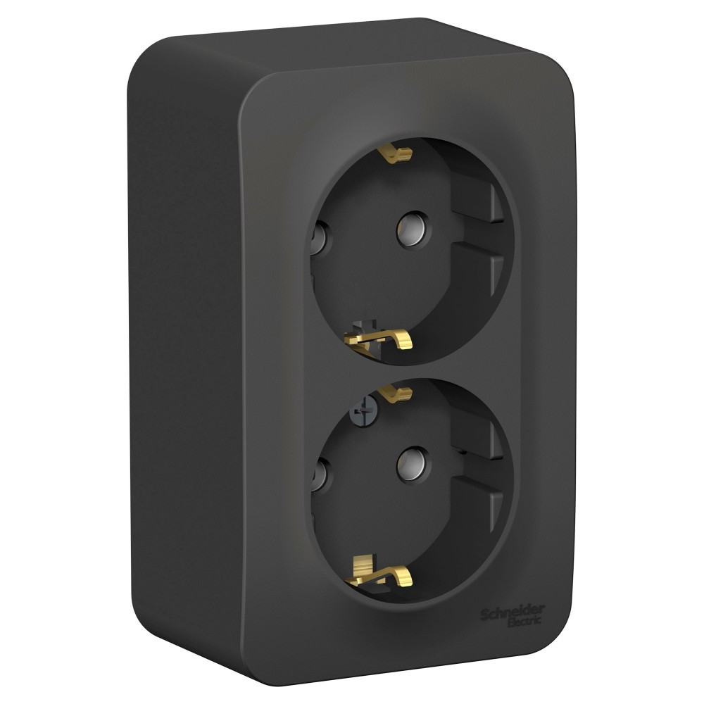BLANCA  розетка наружная  двойная с заземлением без шторок, 16А, 250В, антрацит