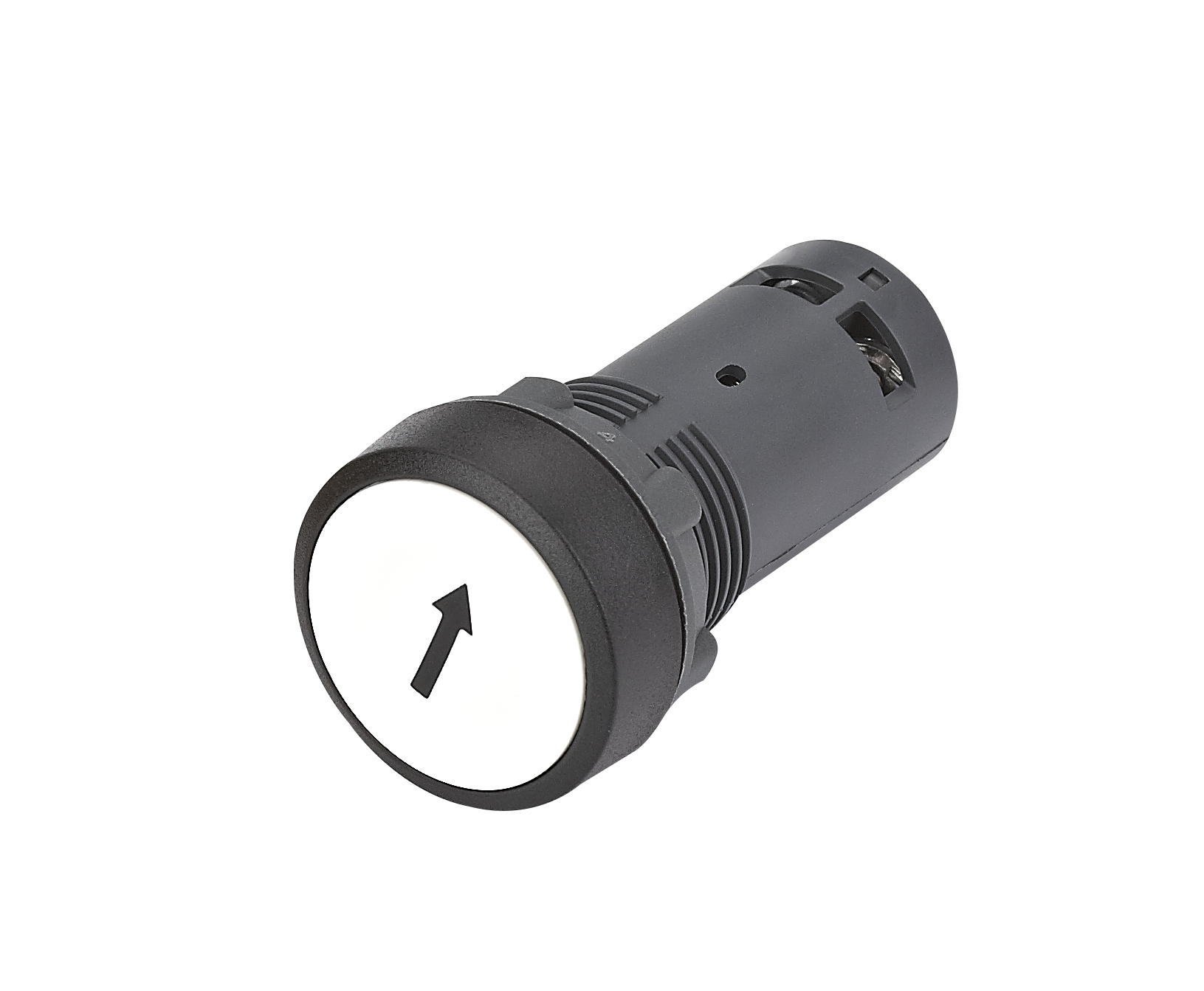 Кнопка моноблочная 22мм белая с возвратом, с маркировкой Стрелка вверх пластик, 1НО, IP65 SB7