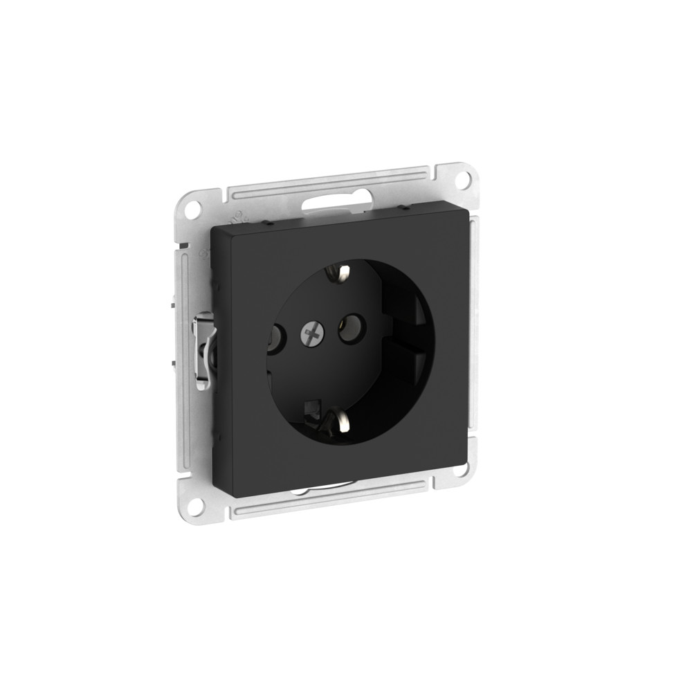 ATLASDESIGN РОЗЕТКА с заземлением, 16А, быстрозажимные клеммы, КАРБОН
