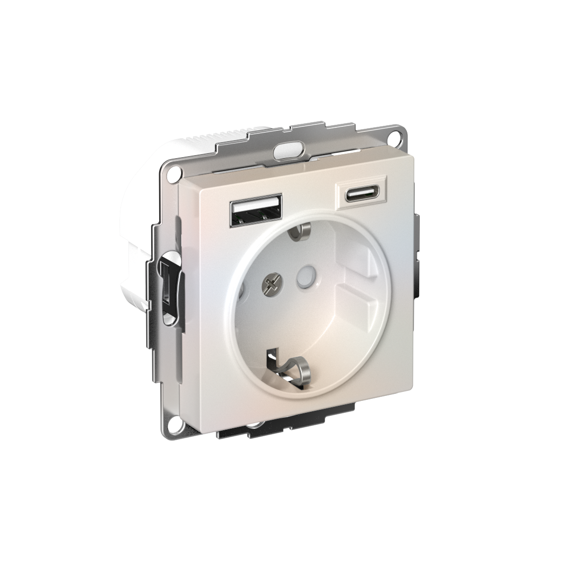 ATLASDESIGN РОЗЕТКА 16А c 2 USB A+C, 5В/2,4А/3,0А, 2х5В/1,5А, механизм, ЖЕМЧУГ