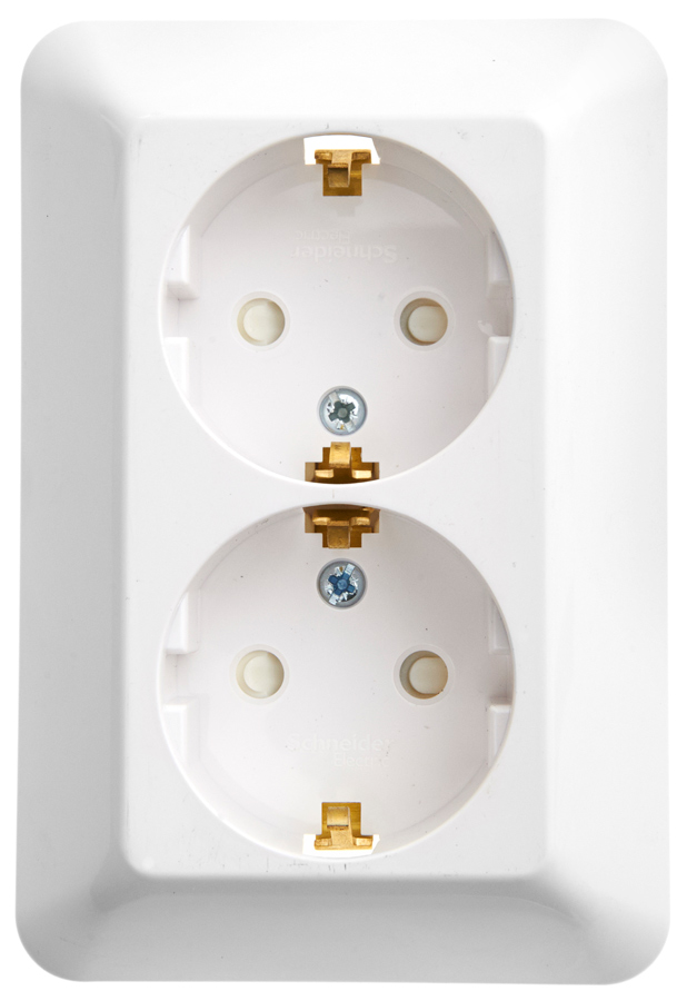 ПРИМА Розетка двойная скрытая белая с заземлением и шторками 16А 250В ...