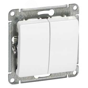 Изображение товара Выключатель двухклавишный GLOSSA в рамке белый схема 5 10А
