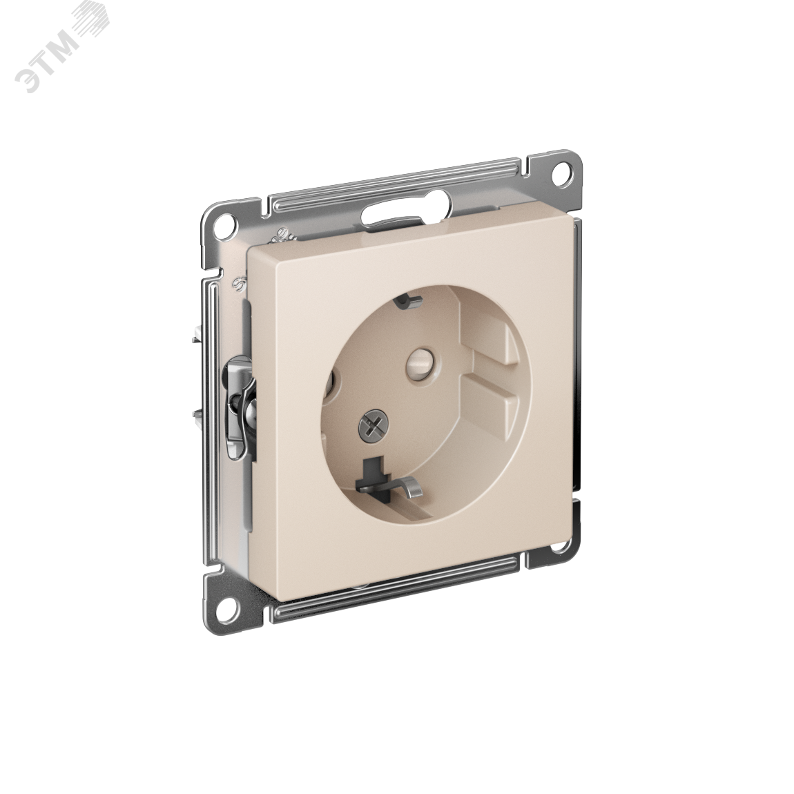 Изображение товара Розетка ATLASDESIGN со шторками и заземлением 16А бежевый цвет