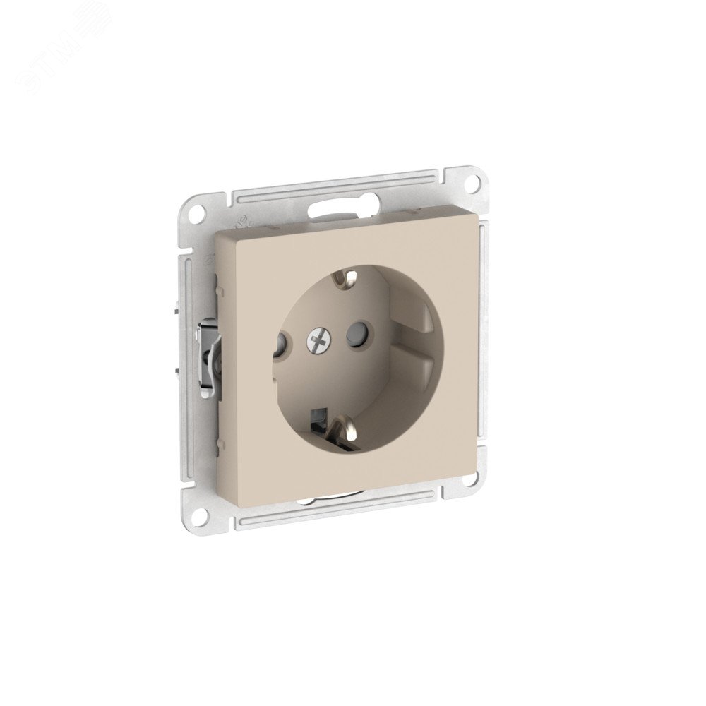 Изображение товара Розетка с заземлением со шторками AtlasDesign 16А IP20 бежевый