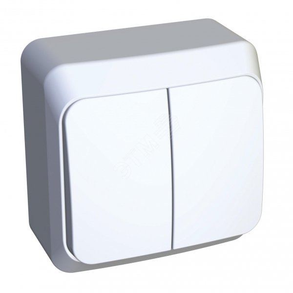 ЭТЮД Выключатель двухклавишный наружный с подсветкой белый сх.5 ...