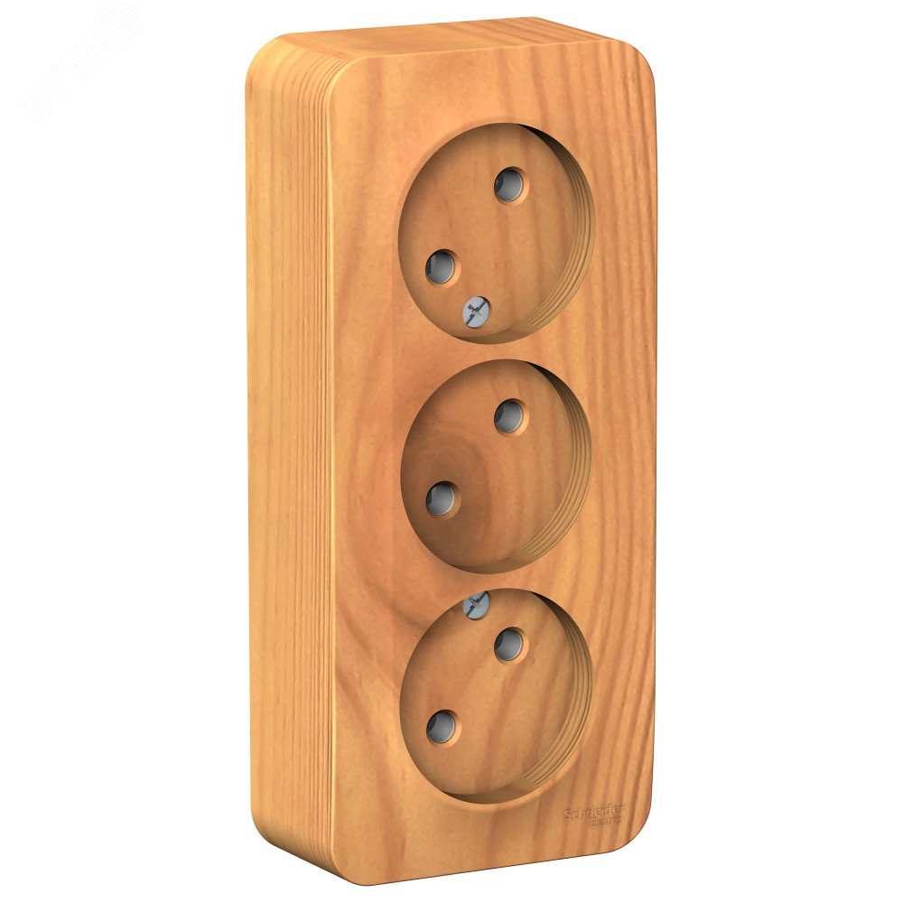 Изображение товара Розетка наружная 3-я без заземления без шторок с изолирующей пластиной 16А 250В белая Ясень