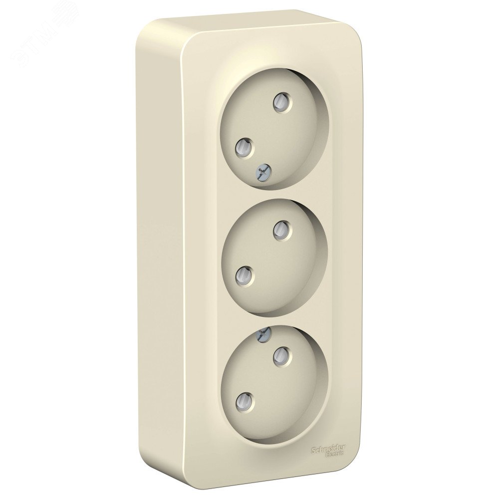 Изображение товара Розетка Systeme Electric Blanca трехместная без заземления с шторками для открытой установки