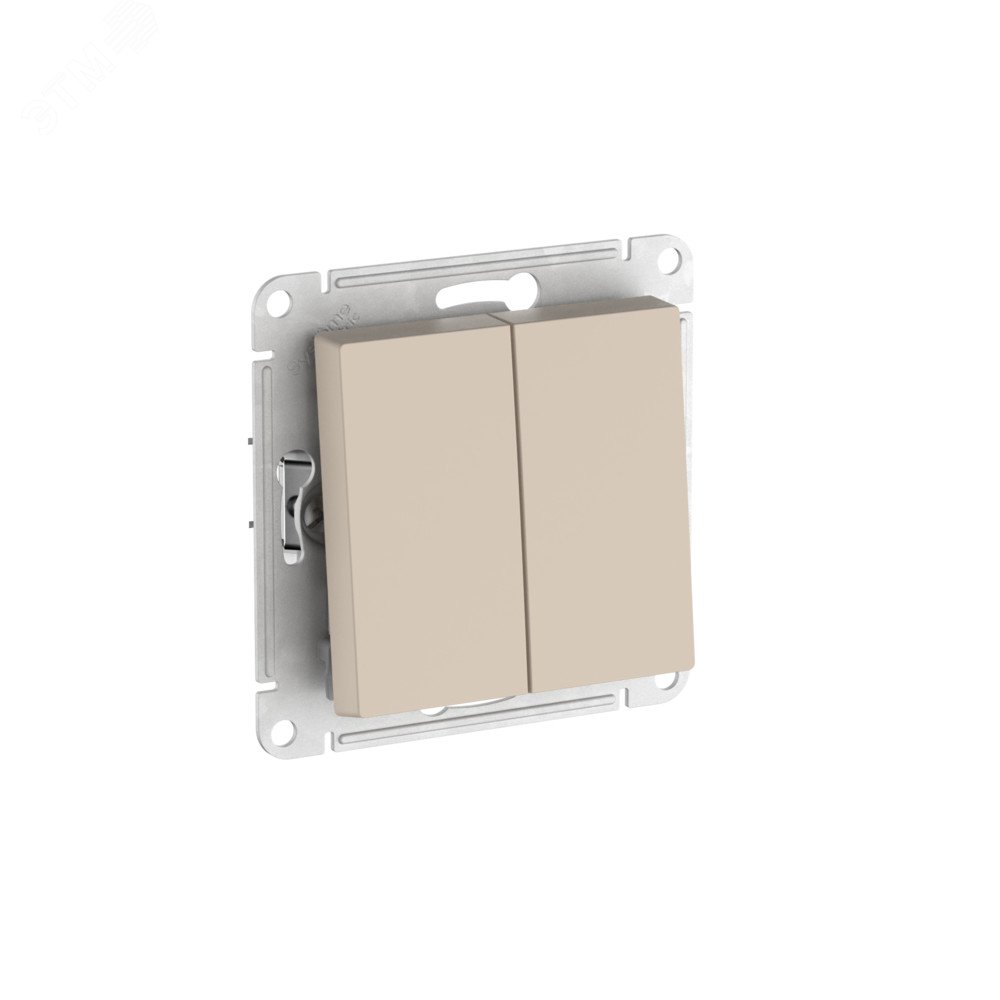 Изображение товара Переключатель ATLASDESIGN 2-клавишный с быстрозажимными клеммами песочный