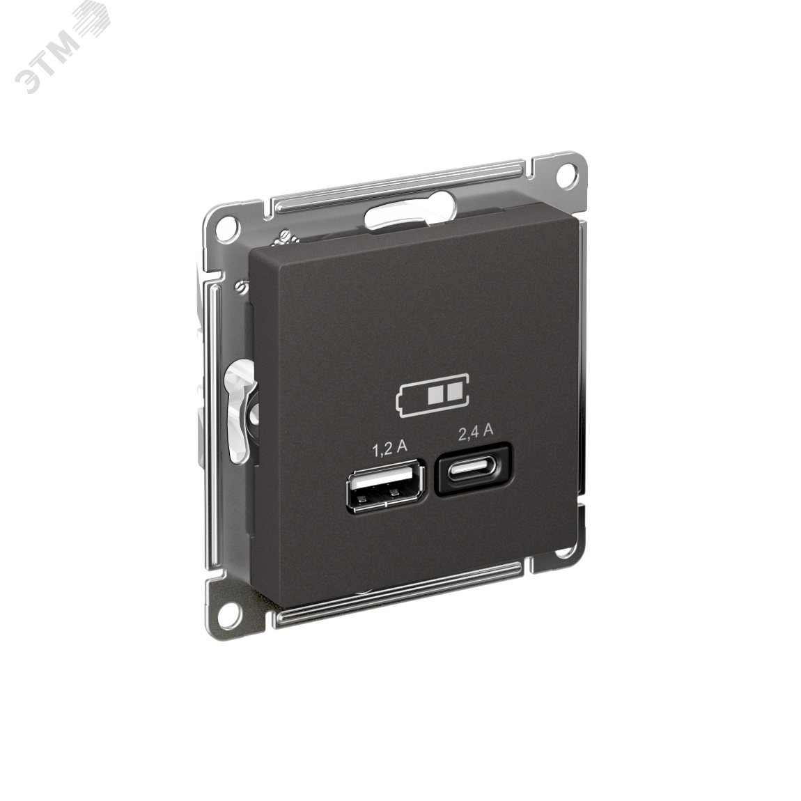 Изображение товара Розетка с USB A+C система AtlasDesign 2х5V/1,2A черная 60 мес гарантия