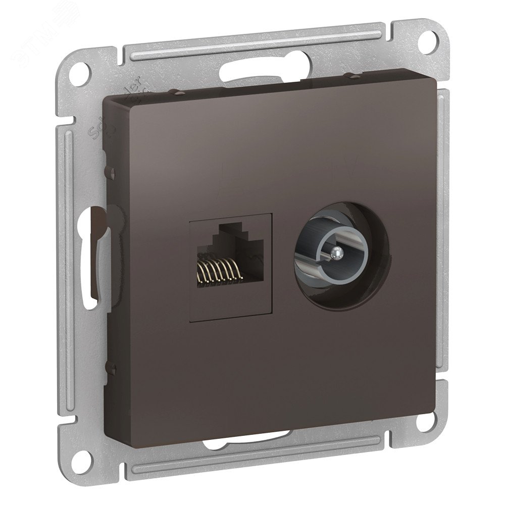 Изображение товара Розетка двойная AtlasDesign с RJ45 и TV, мокко, скрытый монтаж