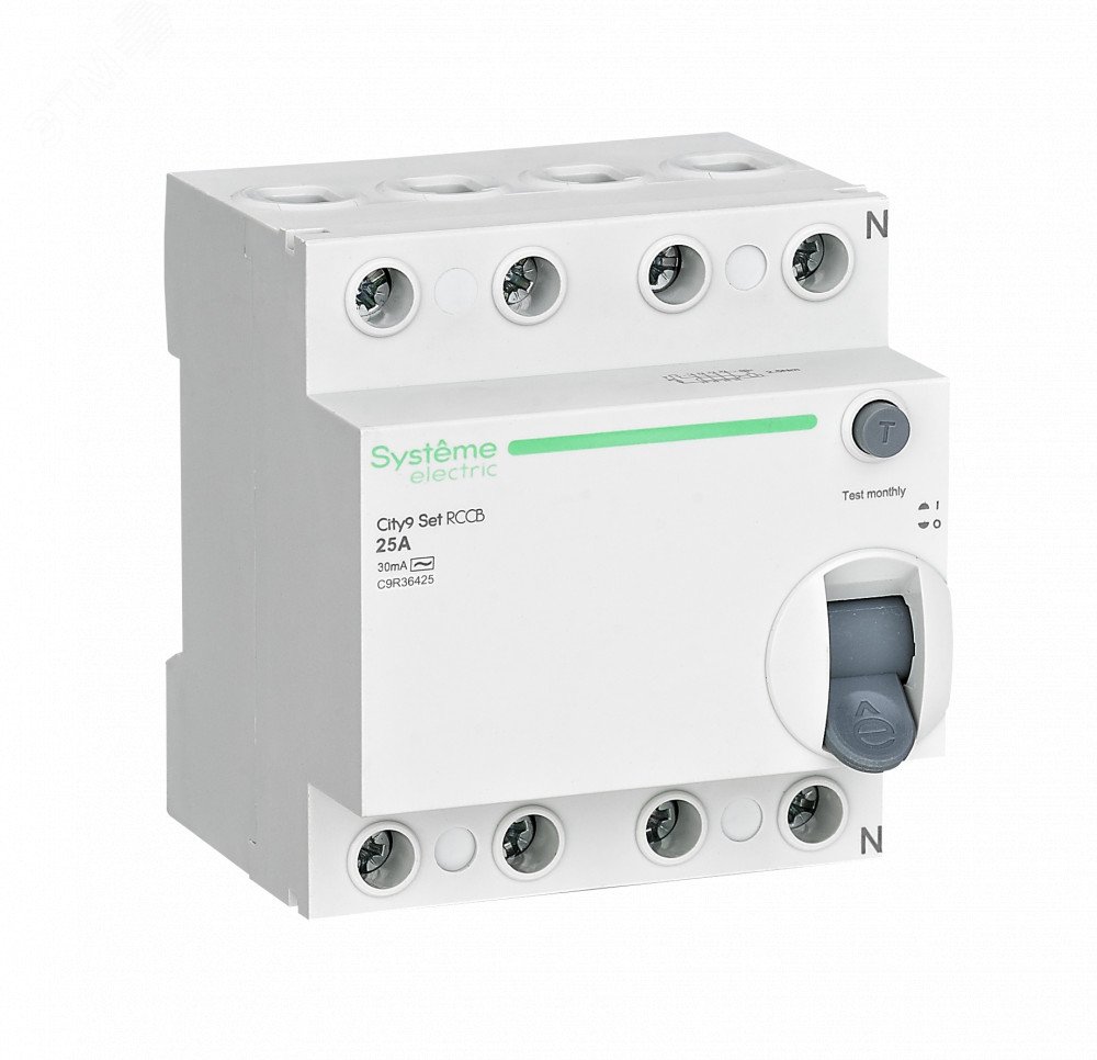 Выключатель дифференциального тока (ВДТ) 25А 4P 30мА Тип-AC 400В City9 Set C9R36425 Systeme Electric - превью 2
